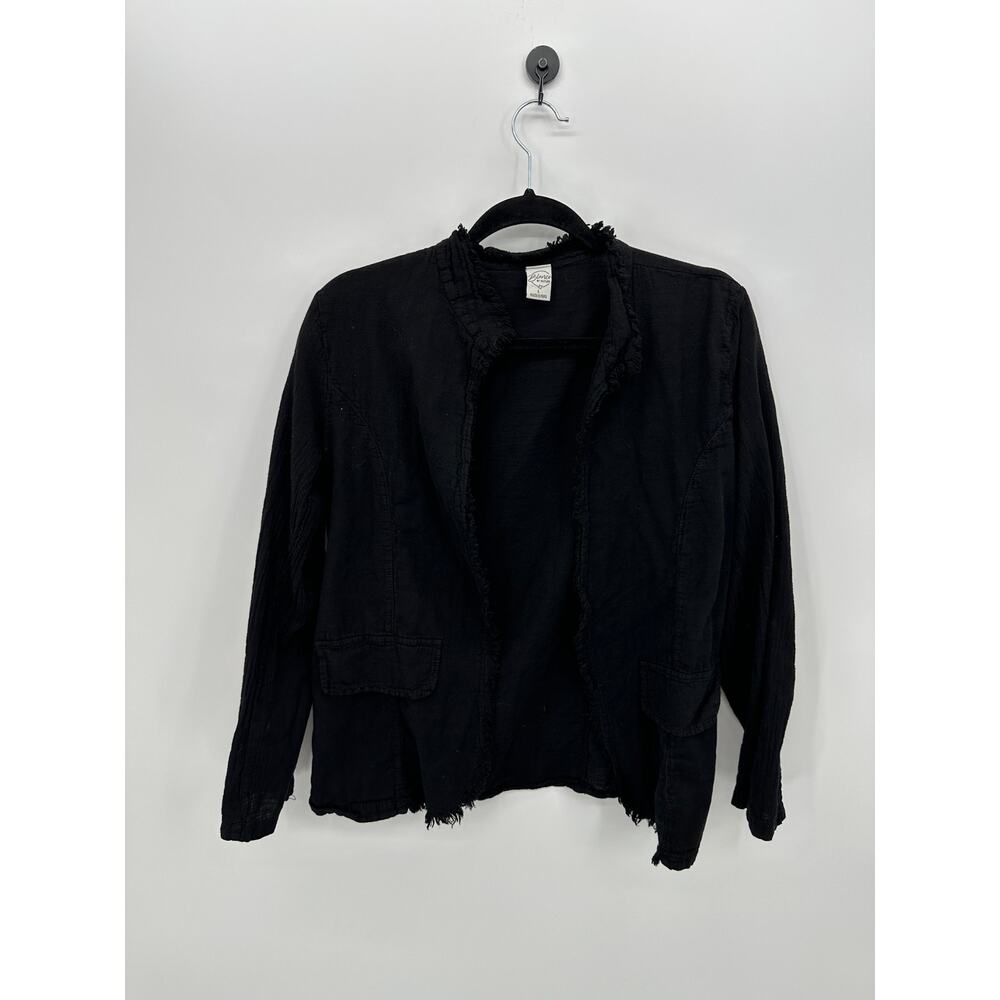 Blanco by Nature Womens Black‎ Gauze Open Front Cardigan Sz L Lagenlook Boho